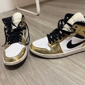 Jordan Sneakers in Gold, Black, and White